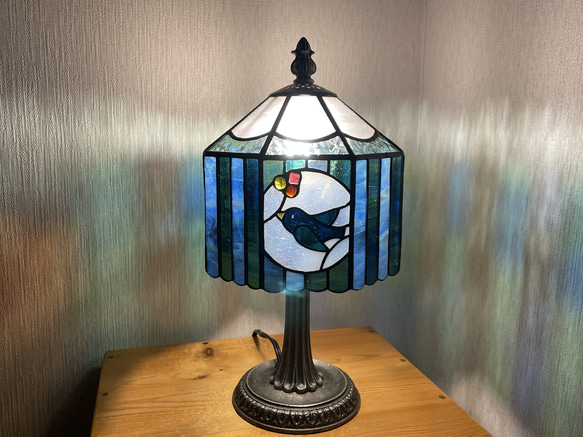 ガラス絵テーブルランプ 銀河ガラスのテーブルランプ スタンドライト・テーブルランプ