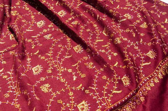カシミア カシミア/カシミア スカーフ/ピュア ウール スカーフ ショール/リング ベルベット ショール 刺繍入りフラワー クリ 1枚目の画像