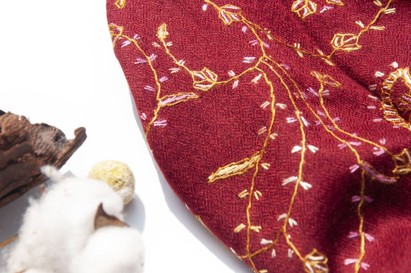 カシミア カシミア/カシミア スカーフ/ピュア ウール スカーフ ショール/リング ベルベット ショール 刺繍入りフラワー クリ 16枚目の画像