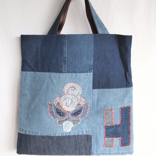 デニムリメイク 大きめ ハンドバッグ トートバッグ トートバッグ