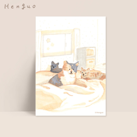 ○ 三隻貓咪寶貝｜插畫明信片(1入)  插畫創作 日常生活 明信片 卡片 第1張的照片
