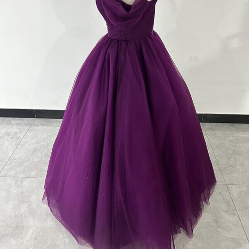 カラードレス パープル Aライン プリンセスライン エレガント  