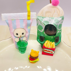 にゃんにゃんにゃんこ　にゃんこバーガー　にゃんこドリンク小物入れ　セット にゃんにゃんにゃんこ にゃんこバーガー にゃんこドリンク小物