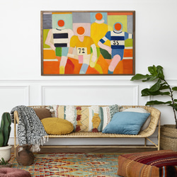 NO.538】短距離走の抽象画モダンアートポスター☆カラフルレトロ