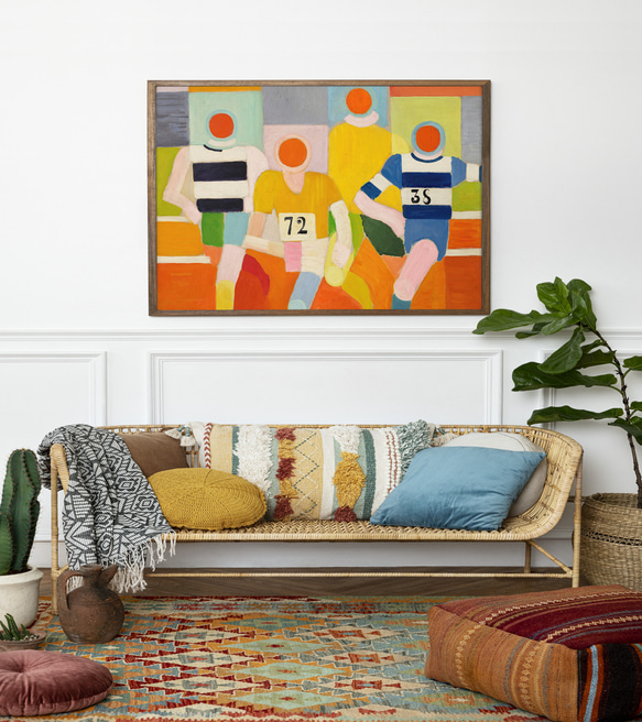 NO.538】短距離走の抽象画モダンアートポスター☆カラフルレトロポップ