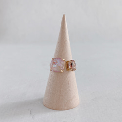 桜ピンクフォークリング　サイズ調節可能　指輪　ゴールド　ピンク　誕生日　プレゼント　ギフト　送料無料　 6枚目の画像
