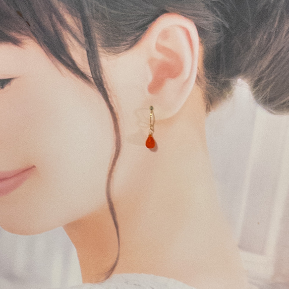 ＊秋SALE＊ カーネリアン ピアス ＊Solta＊ ステンレス フックピアス K14GF変更可能 so082s 4枚目の画像
