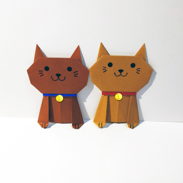 【折り紙】子猫 7匹 (お花畑の台紙付き) 2枚目の画像