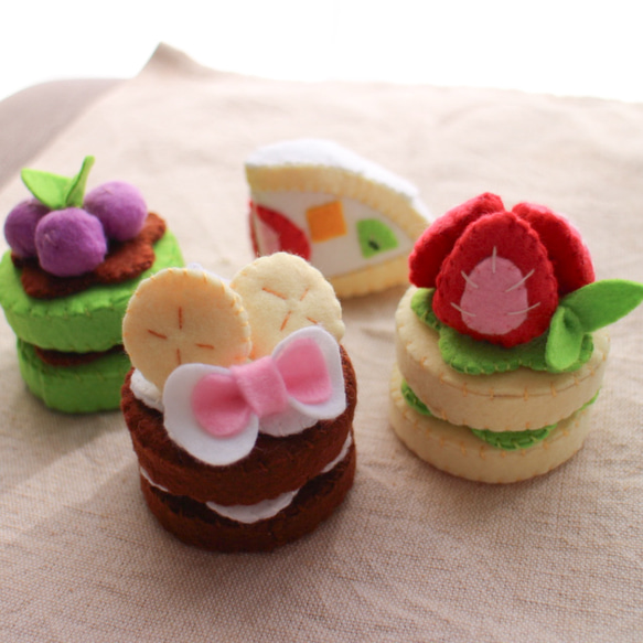 フェルトままごと＊ケーキセット＊ ケーキ屋さん おままごと おもちゃ