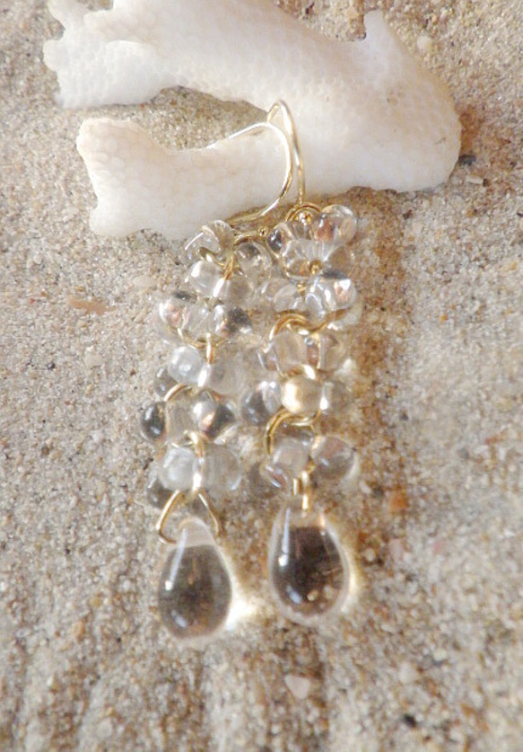 Water Cascade Earrings 碎水滴玻璃耳環系列 第5張的照片