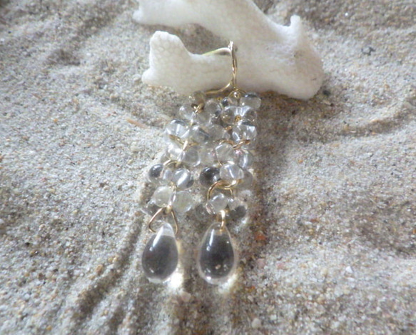 Water Cascade Earrings 碎水滴玻璃耳環系列 第6張的照片
