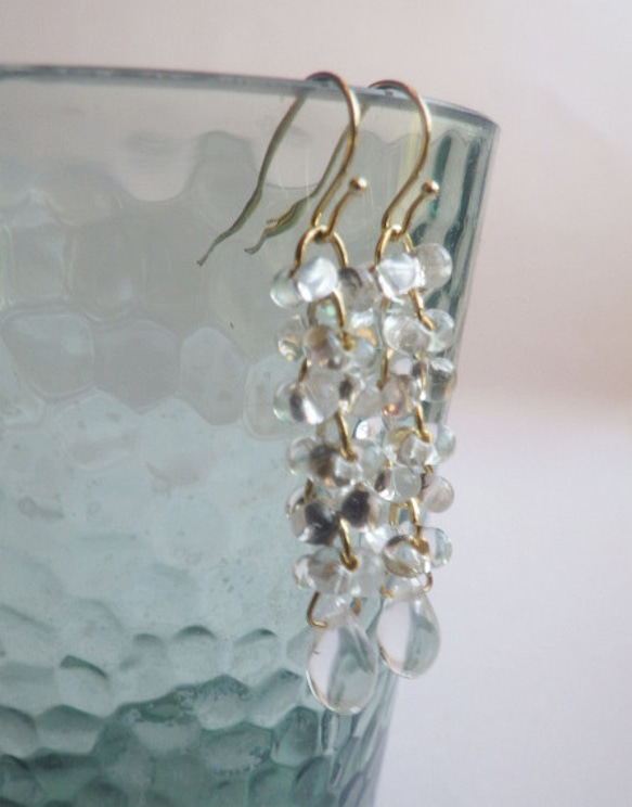 Water Cascade Earrings 碎水滴玻璃耳環系列 第7張的照片