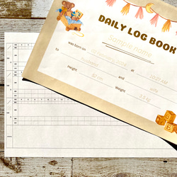 『横書き+タイムリー』な育児記録ノート【2人用・1年分】オリジナルノートを作れます。 1枚目の画像