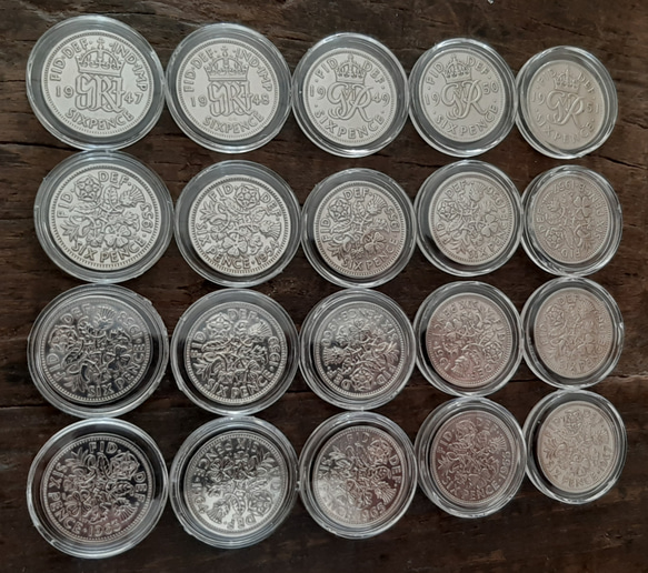 1947~1967英国の幸せのシックスペンス 20枚セット イギリス から ラッキー6ペンスウエディングコイン 美品 2枚目の画像