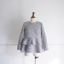 Tweed peplum blouse ツイードペプラムブラウス（ブラック）38 17枚目の画像