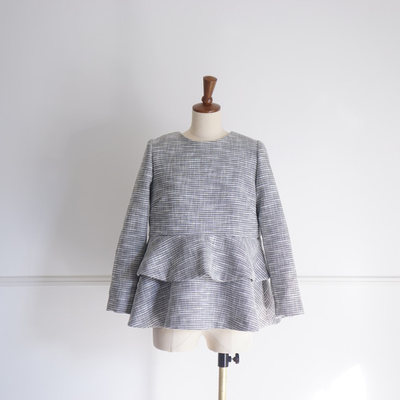 Tweed peplum blouse ツイードペプラムブラウス（ブラック）38 17枚目の画像