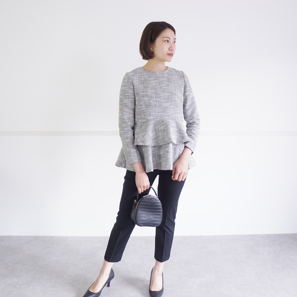 Tweed peplum blouse ツイードペプラムブラウス（ブラック）38 4枚目の画像