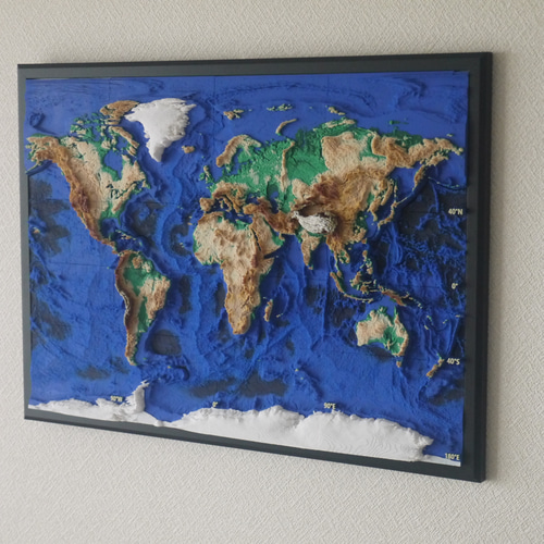 手作り世界地図 地球をめぐる深海の旅」立体世界地図 A2サイズ その他