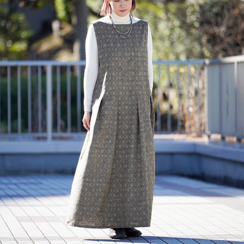 着物リメイク 正絹手織り紬 ワンピース