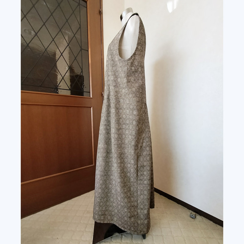 着物リメイク 正絹手織り紬 ワンピース