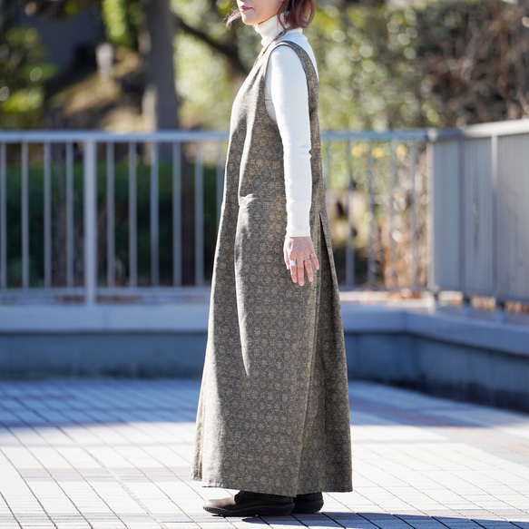 着物リメイク 正絹手織り紬 ワンピース