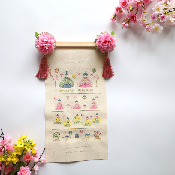 ひなまつりタペストリー❁花ぼんぼり・桃の花❁No.77 タペストリー