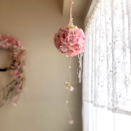 桜色フラワーボール【桜ハンドメイド2024】【春色新作2024