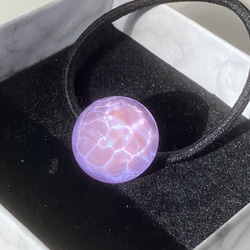 ● water drop ヘアゴム（pink/purple）●/ ボロシリケイトガラス/ヘアゴム/水面/ 3枚目の画像