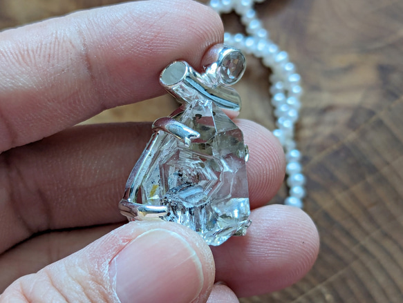 超クールなタイプ。ハーキモンの輝くダイヤモンド。スターリングシルバー スクラッチセット ペンダント #C24015 ✺Apple 6枚目の画像
