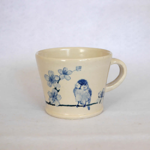 手作りマグカップ「桜とスズメ」 2枚目の画像