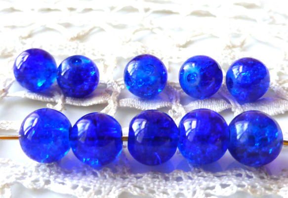 ヒビ　青　チェコビーズCzech Glass Beads10個 1枚目の画像