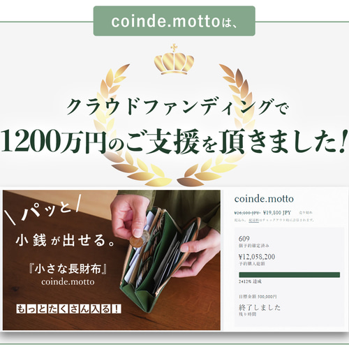 パッと小銭が出せる「小さな長財布」 coinde.motto ネイビー 長 パッと小銭が出せる「小さな長財布」 coinde.motto ネイビー 長