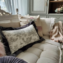 フランス製生地 トワルドジュイ クッション ベロア リネン フレンチ