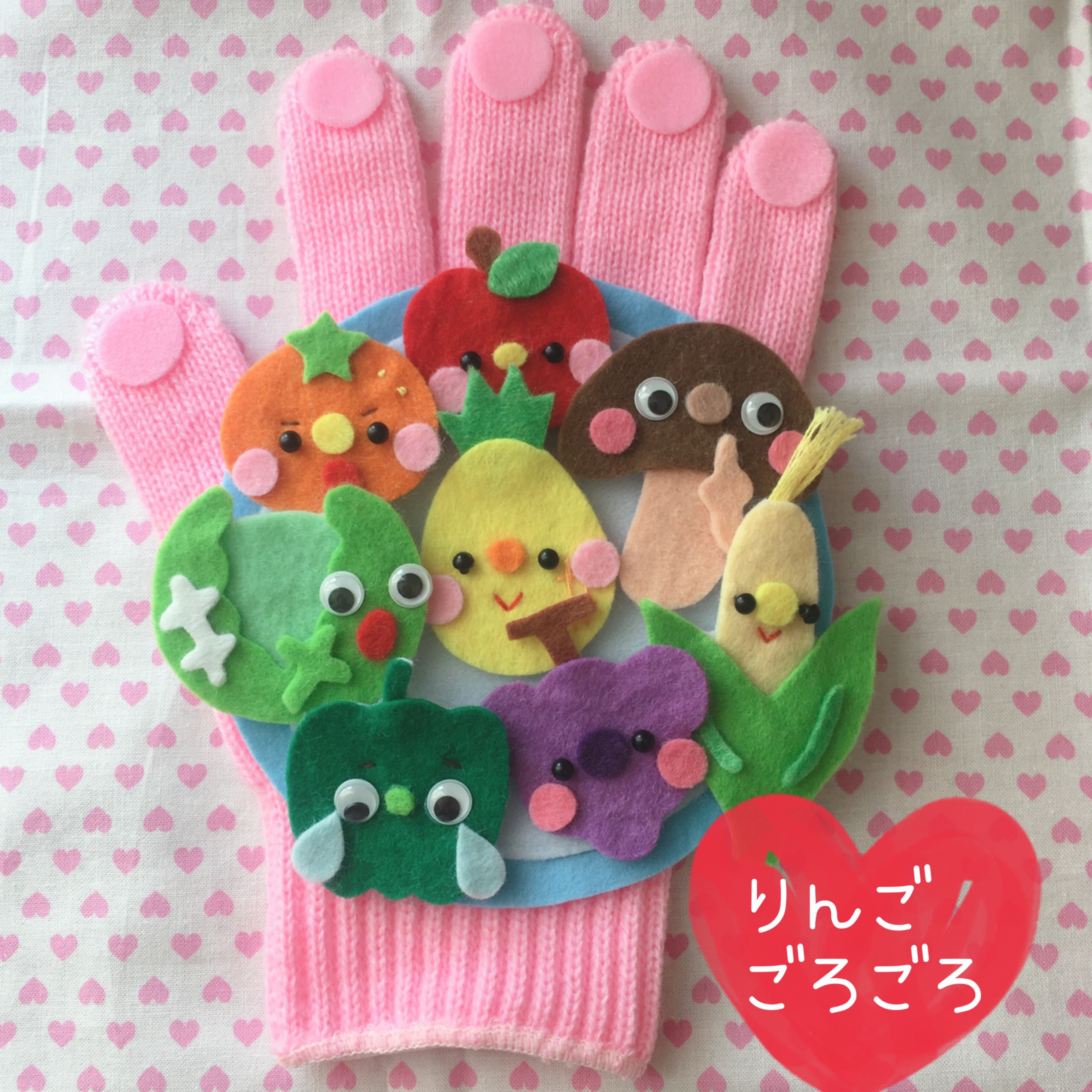 kanon様オーダー品　手袋シアター　花火　りんごコロコロ指人形 りんごゴロゴロ 手袋シアター おもちゃ・人形 mochi 通販