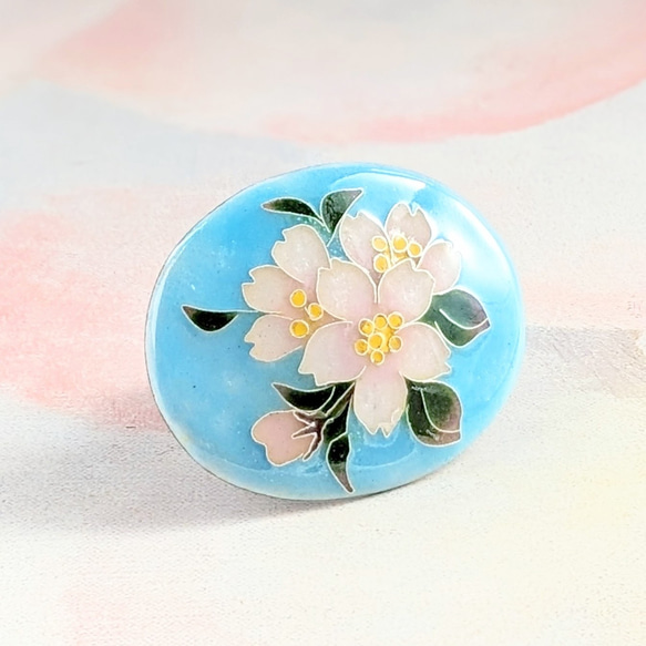 一点限定＊桜彩【有線・銀張七宝、ブローチ】171 ブローチ