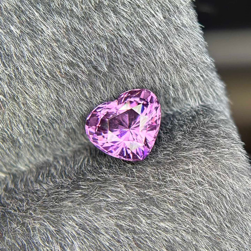 鑑定書付き 天然未加熱サファイア 1.11ct ハート形 高品質 ラベンダー 