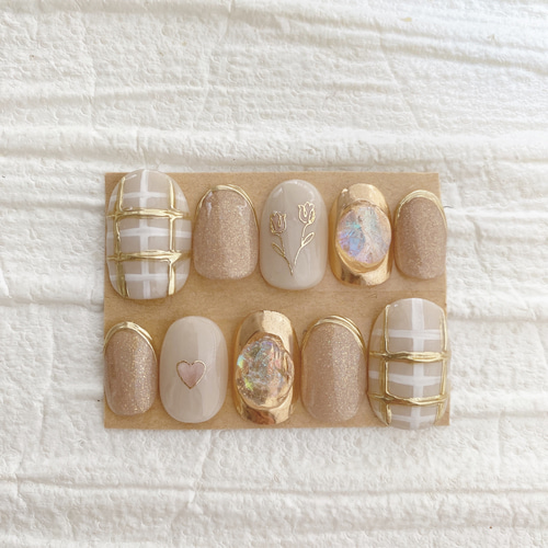 現品 サイズ変更不可 ネイルチップ ニュアンスネイル 成人式 卒業式 前  