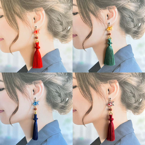 【1131】金魚掬いの巾着ピアス／イヤリング 1131】金魚掬いの巾着ピアス／イヤリング （金魚の祝福 大ぶり