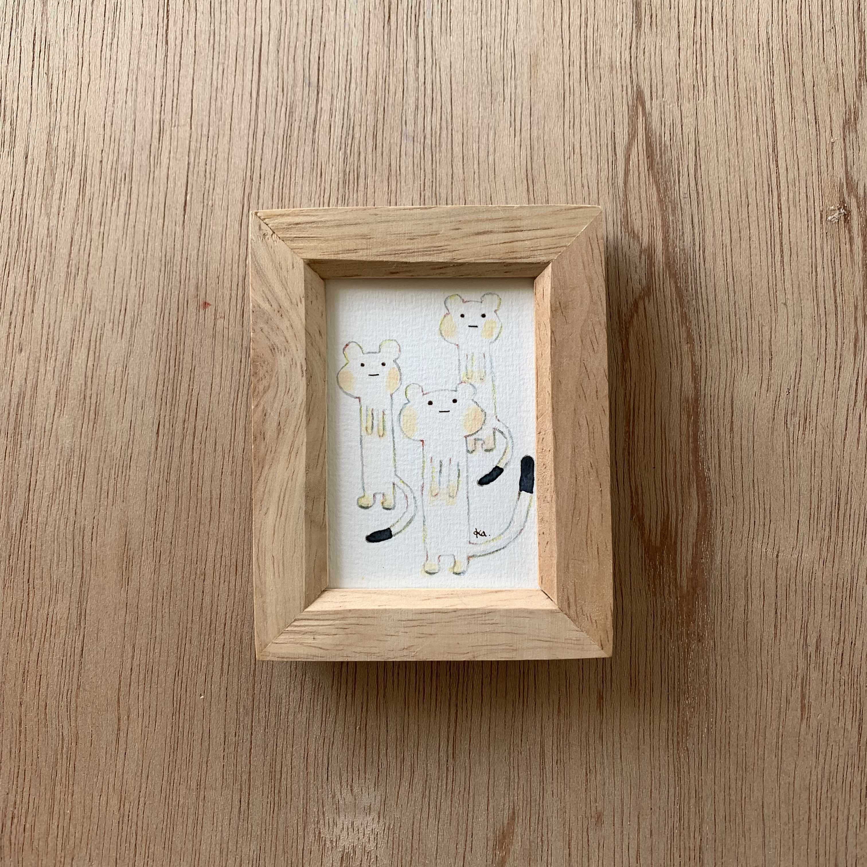 「冬のオコジョさん」ミニ額　原画