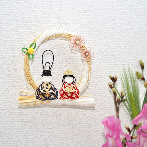 水引のひな祭りリース*雛飾り*しめ縄*お雛様*お内裏様*左近の桜