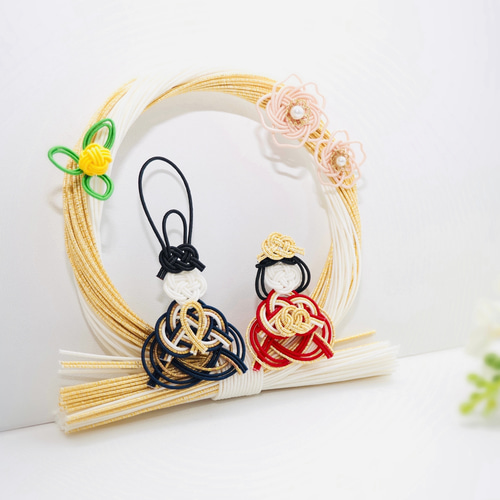 ハンドメイド　ひな祭りリース　しめ縄リース　ひな祭りフラワーリース 水引のひな祭りリース*雛飾り*しめ縄*お雛様*お内裏様*左近の桜