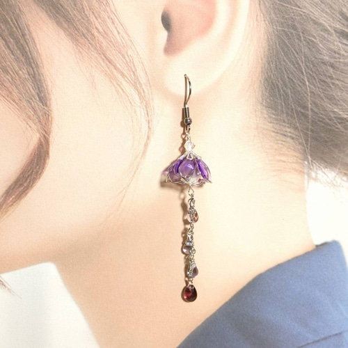ディップアート*花くらげ*クラゲのピアス/イヤリング ディップアート*花くらげ*クラゲのピアス/イヤリング