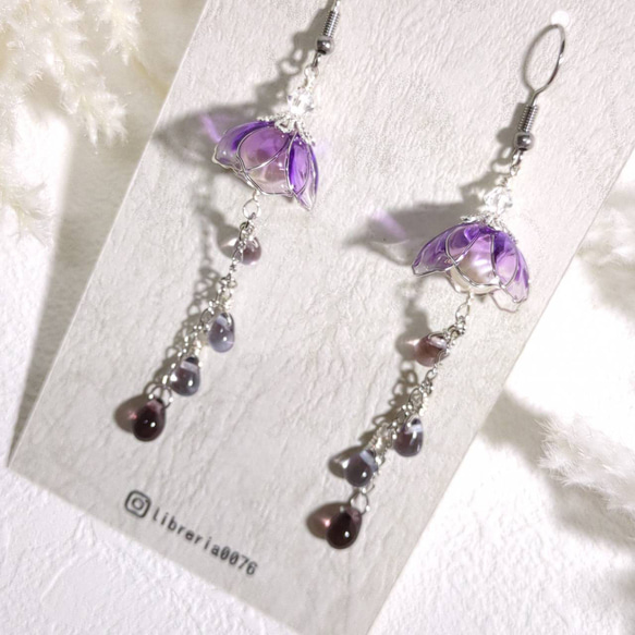 ディップアート＊花くらげ＊クラゲのピアス/イヤリング