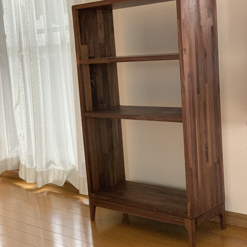 アンティーク風 木製本棚 飾り棚 キッチンラック ウォルナット】脚付き3段カフェラック アンティーク 本棚 ブックラック