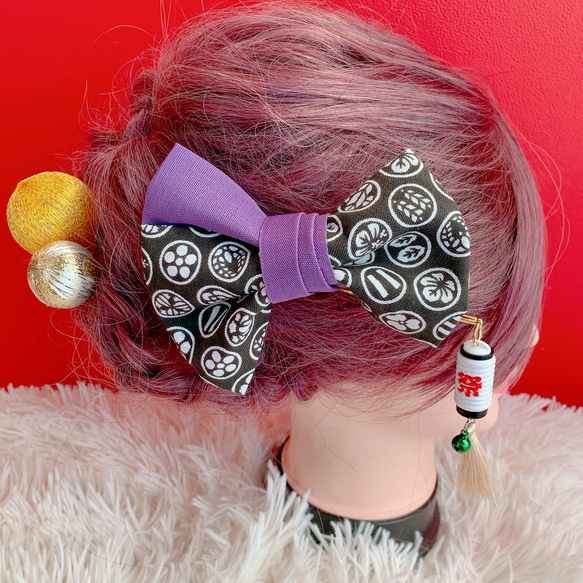 髪飾り リボン バレッタ⑥ 和風 卒業式 袴 祭り☆畳縁☆（楽天市場】髪  