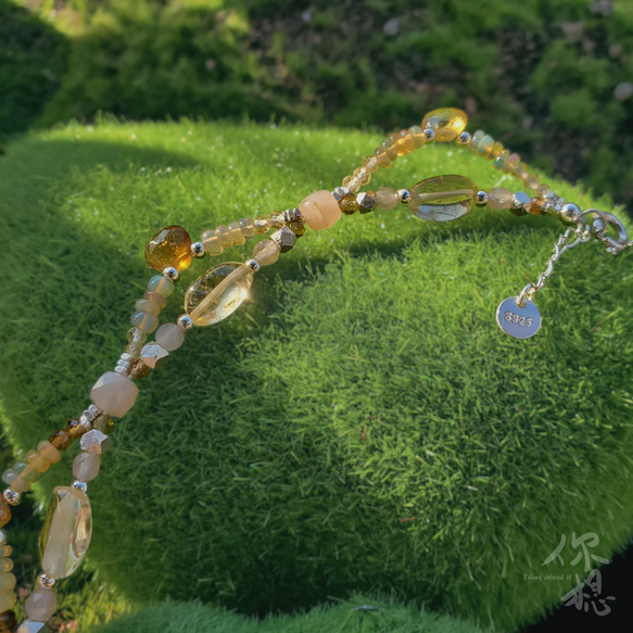 ꧁蕾絲花邊꧂ 925純銀碧璽黃水晶蛋白石串珠項鍊 第3張的照片