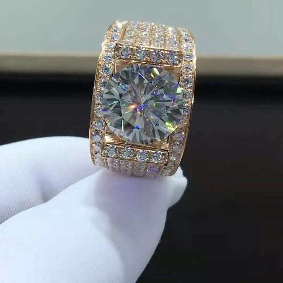 豪華仕様】5カラット モアサナイト ダイヤ リング メンズ リング 指輪  