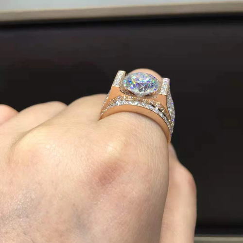 MR18／ 13号 5ct 5カラット 11㎜ モアサナイト リング 925 newデザイン】5カラット モアサナイト ダイヤ リング K18WG 指輪