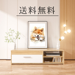 【夢心地 - 秋田犬の子犬 No.1】風水画 アートポスター 犬の絵 犬の絵画 犬のイラスト 4枚目の画像