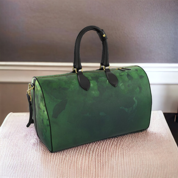 《訂單製作》行李袋，正反兩面相同圖案，綠霧L號 第2張的照片
